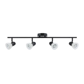 USA Warehouse Gu10 Flexible 4 Head Led Track Spot Lighting Black Iron Frosted Glass Shade Ceiling Track Light for IndoorColor: XB-TR1237-4-MB, Lamp Power(W): 50*4, Emitting Color: Warm white