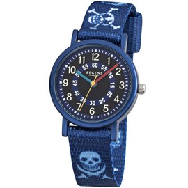 Regent Unisex Children's Analogue Quartz Watch with Textile Strap 12400247, blue/black, Ribbon
