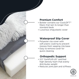 Best Friends by Sheri Nap Mat Dog Bed with Bolster - Washable Dog Bed Crate Pad with Removable Cover, Frost, Large, 36" x 23"