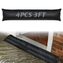4pcs 3ft Sandless Flood Barriers for Home - Water Activated Barrier Sand Bags, Reusable Water Barriers Sandbags for Flooding Home Exterior Doors Garage Basement