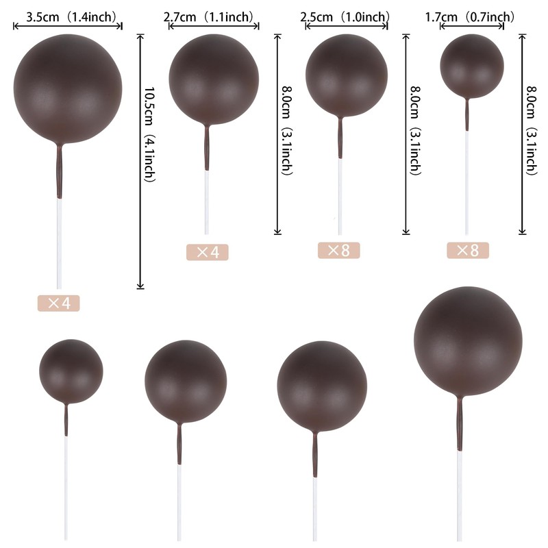 24 bolas de decoración para tartas, bolas de espuma, con
