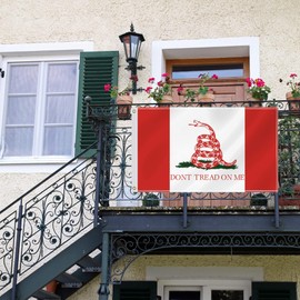 3×5 FT Dont Tread On Me Snake Flag,Large Novel Gasden Decor,Canada Double Side Digital Printed 150D Polyester Banner With Canvas Header Brass Grommet For Outdoor Indoor Parade Car
