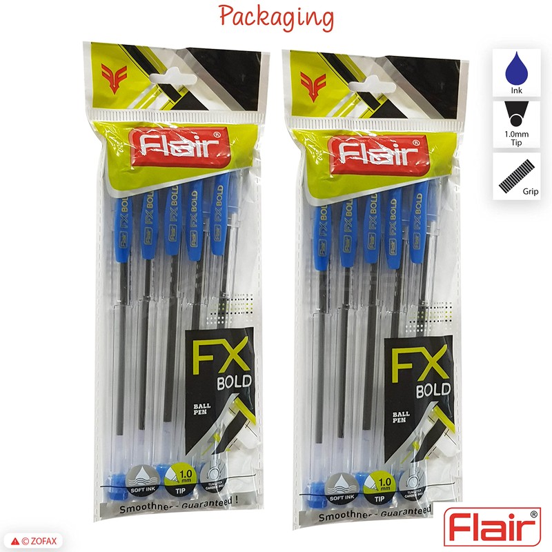FLAIR FX 10 x 1.0mm Tip Dark BLUE Ballpoint Pens