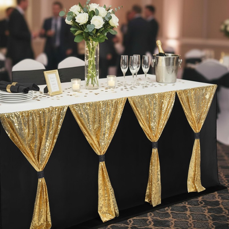 Moukeren 6 ft Gold Sequin Tutu Table Skirt Teacher Table