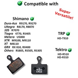 The Perfect Cycle - Disc Brake Pads for MTB and Road Bike - For Shimano Dura-Ace, Ultegra, 105, Tiagra, Metera, XTR, XT, GRX *TPC DB-055*