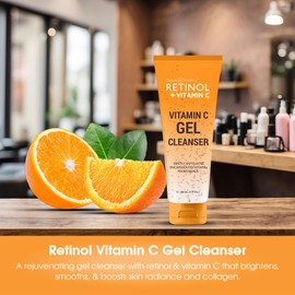 Retinol + Vitamin C Cleanser Face Wash, Brightens and Reduces Signs of Aging, Fine Lines and Uneven Texture, 4 Oz