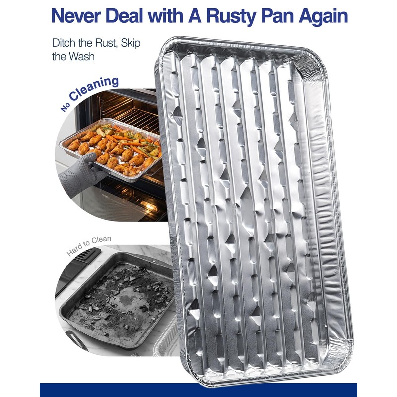 50Pcs Broiler Pans for BBQ Grill, 9x13 Grill Pan Liners