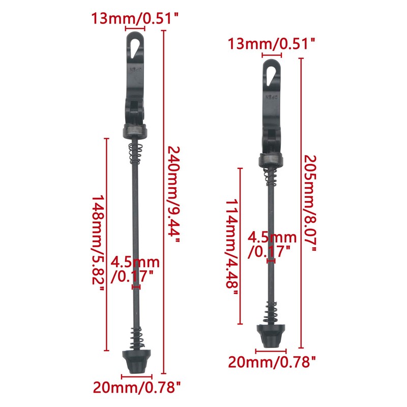 Unxuey 2 Pairs Black Bicycle Quick Release Axle, Quick Release