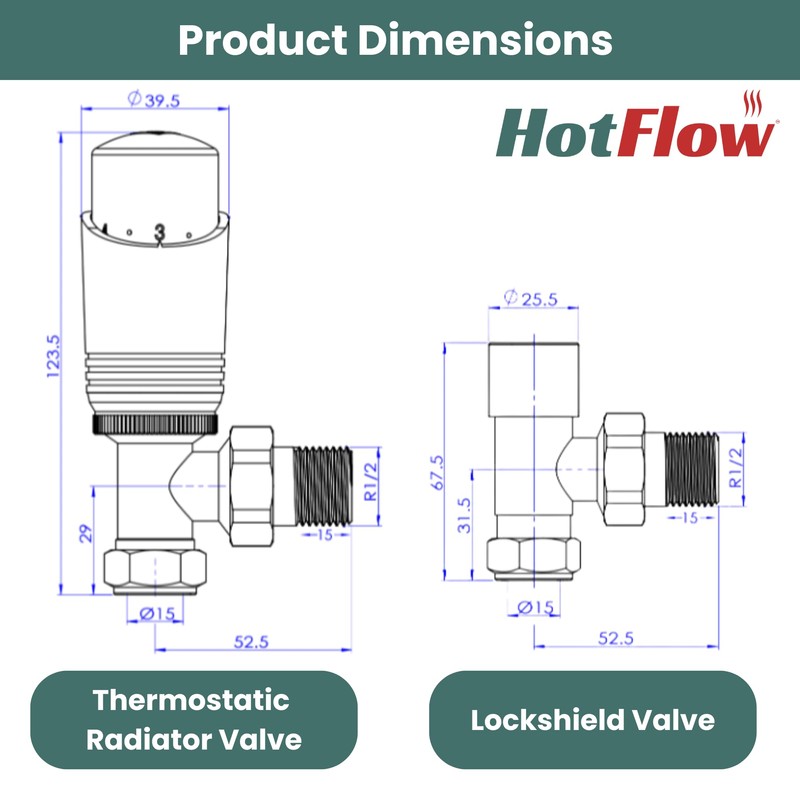 Hot Flow White Cascade Angled Modern TRV Thermostatic Radiator Valve