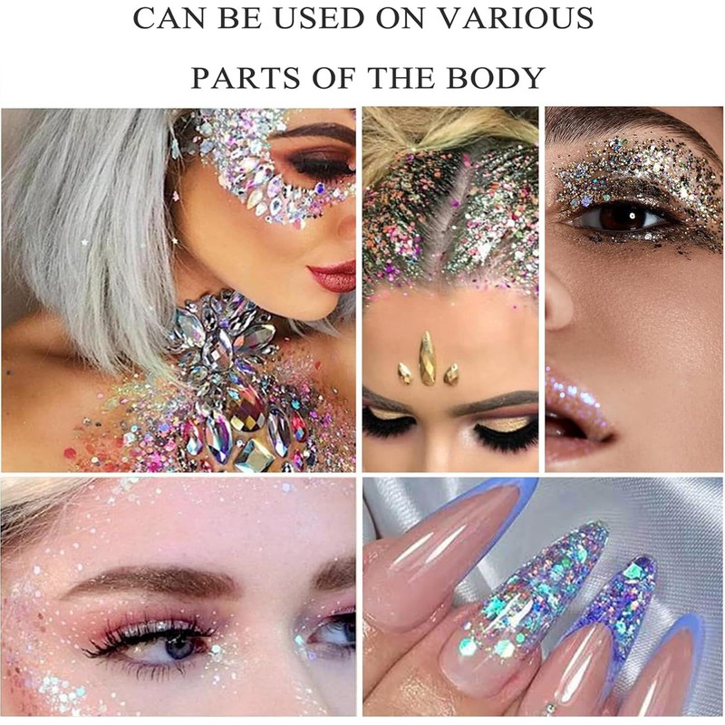 Veroa 5Pcs Face Chunky Glitter Gel,75ml Mermaid Sequins Holographic Glitter