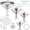 Toncoo 4 Pack Stainless Steel Funnels for Kitchen Use, Food