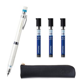 Delguard ZEBRA Type Lx 0.3 and 0.3 HB leads, qullity original Black slim pen case (White), 1 Count (Pack of 5)