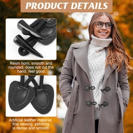 4 Pairs Toggle Buttons, Vintage Leather Buttons for Jackets, Coats, Windbreakers, Knitwear for DIY Clothing, Sewing, Decoration Accessories