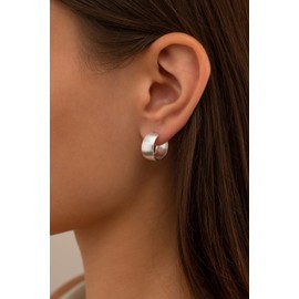 Cassini | Wide Hoop Earrings Matted, 925 Sterling Silver, Small Round Hoop Earrings, High-Quality Women's Earrings, Diameter Approx. 16.5 mm 3CTC, Sterling Silver