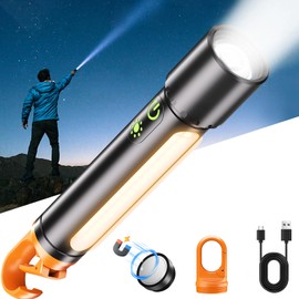 IPepul Rechargeable Magnetic Flashlights, LED High Lumens Flashlight Super Bright with 9 Modes, Waterproof Flashlight with Flashing Mode, Camping Essentials for Kids, Men, Women, Hiking & Outdoor Use