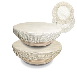 STRAODTIC Reusable Bowl Covers for Bread Proofing(2-Pack) – Double-Layer Linen & Food-Grade TPU Liner – Elastic Cloth Cover for Sourdough, Dough Proofing, Fermentation, Food Storage