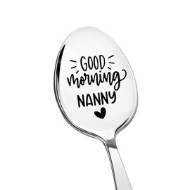Nanny Mothers Day Gifts for Nan Nana Birthday Gifts for Grandma Good Morning Nanny Spoon Gift for Granny Coffee Tea Lover Gift for Women Grammy Retirement Presents for Grandmother Spoon