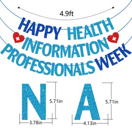 Health Information Professionals Week Banner, HIP Week Party Decorations, Happy Health Information Week Sign, Health Information Professionals Week Decorations, Blue Glitter