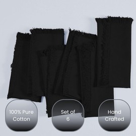 CLOUDLOOM Cloth Dinner Napkins 100% Cotton Set of 6 - Soft Durable Reusable Table Napkins - Perfect for Dining Weddings Parties Holidays Easter and Everyday Use - Large 20x20 Inch Cloth Napkins Black