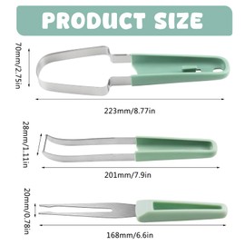 3-in-1 Obstschneider aus Edelstahl, Melonenschneider, Wassermelonen Schneider mit Obstgabeln, Sommer Wassermelonen Messer, Doppelkopf Obstgabeln Schneidemesser mit rundem Griff Grün