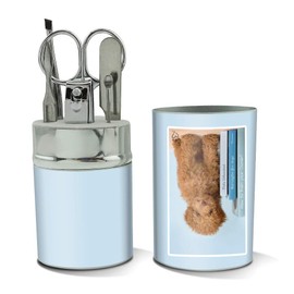 Poodle Puppy Dog Book Shelf Stainless Steel Manicure Pedicure Grooming Beauty Care Travel Kit