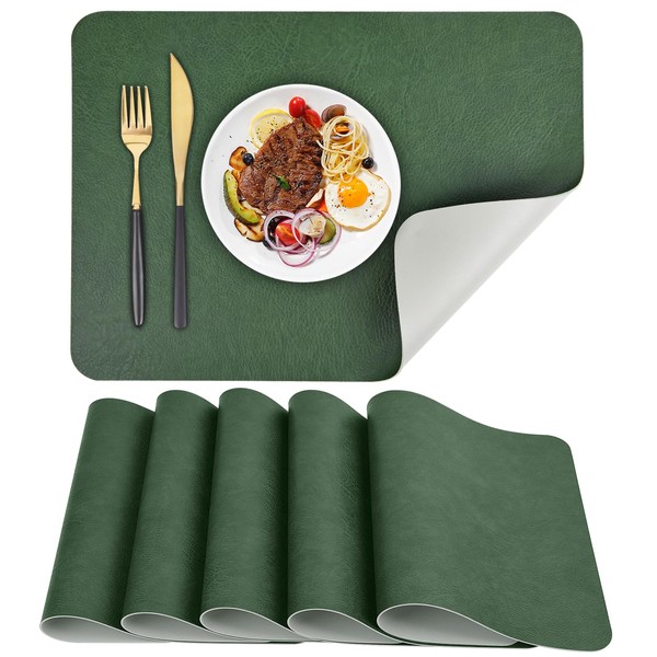 APLKER Faux Leather Placemats Set of 6 Table Mats Heat