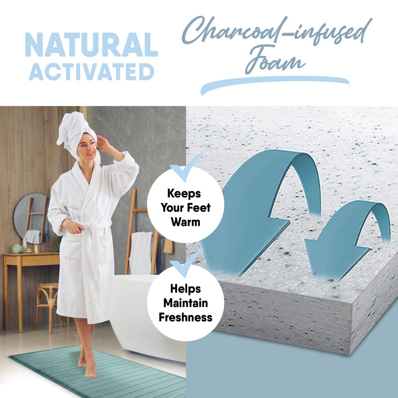 MICRODRY Extra Thick Modern Luxury Charcoal Infused Memory Foam Bath