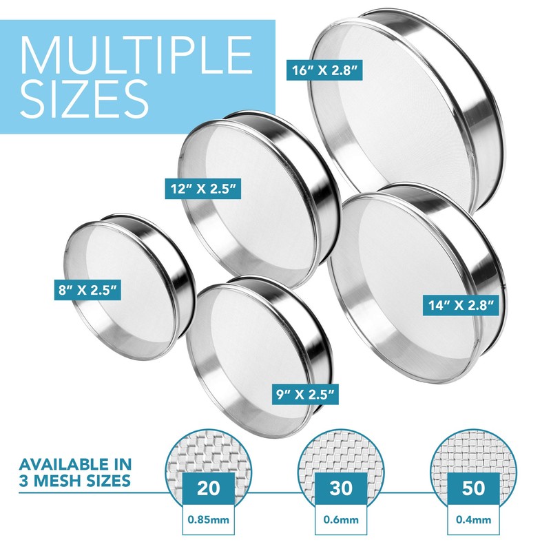 Vollum Stainless Steel Flour Sifter Fine Mesh Round Flour Sieve