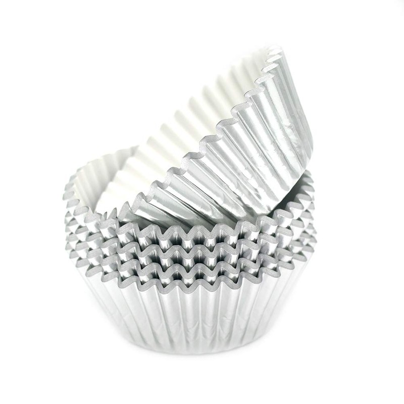 Mombake Standard Silver Foil Cupcake Liners Muffin Baking Cups for