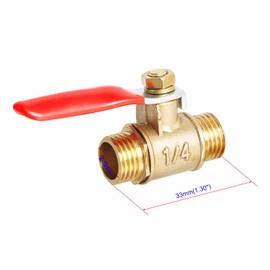 Aopin Ball Valve Brass G 1/4" Male Thread x G 1/4" Male Thread Valve Blocks Water, Oil, Gas Liquids, Vinyl Handle, Suitable for PEX, Copper, HDPE2 Pieces