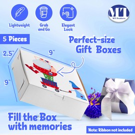 MT Products Custom Gift Boxes - 9" x 9" x 2.5" White Customizable Printed Present Boxes with Logo (Pack of 5) - Made in the USA