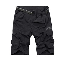 Jessie Kidden Mens Outdoor Casual Expandable Waist Lightweight Water Resistant Quick Dry Fishing Hiking Shorts #6222-Black,34