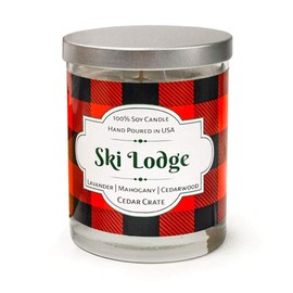 Ski Lodge, Buffalo Plaid 100% Soy Mahogany Candle Scented with Lavender, Mahogany, Cedar Wood Hand Poured in The USA