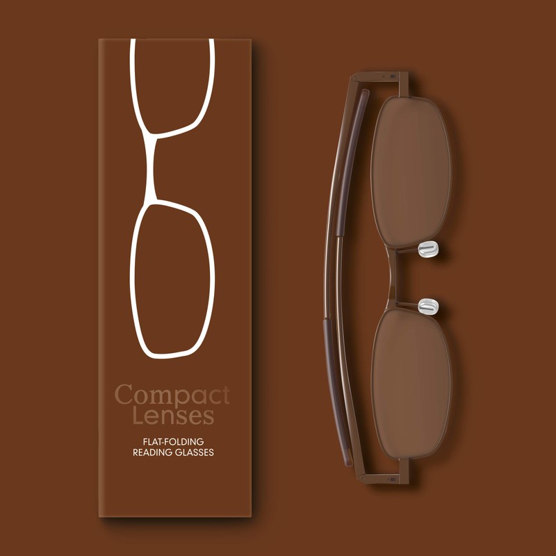Compact Lenses Flat Folding-Reading Glasses Espresso +2.0