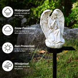 Juliahestia Ángel de la guarda decoración de jardín, luz solar para pasarela al aire última intervensión, estatuas de patio, césped, porche, decoración decorativa para tumbas para cementerio, regalos