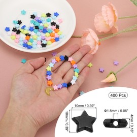 PATIKIL Acrylic Star Beads, 400 Pcs Star Shape Friendship Bracelet Beads Spacer Loose Crafting Bead Large Hole for Jewelry Making DIY Art Craft Necklace Earring Decoration, Black
