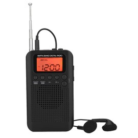 ciciglow Tuning Stereo Radio, AM FM Portable Digital Radio with Stero Earphone and Large LCD Screen Pocket Radio External Speaker 64-108MHz