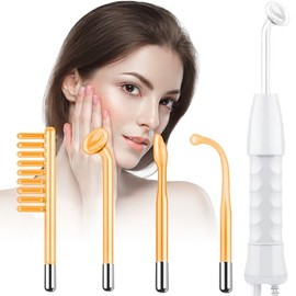 Alta Frecuencia Facial con 4 Varitas Neón,Radiofrecuencia Facial para Estiramiento de la Piel,Estimulador de Folículos Pilosos,Reducción de Arrugas,Imperfecciones,Antienvejecimiento