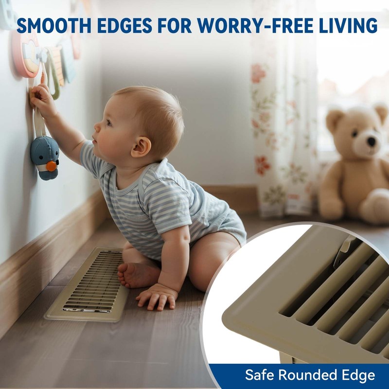 4" x 12" Floor Register Vent Covers 6-Pack, Walkable Powder-Coated