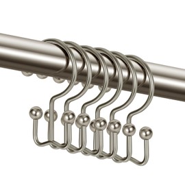 TOPROD 24 Pack Shower Curtain Hooks Rings, Double Sided Shower Hooks for Shower Curtain, Stainless Steel Shower Rings Rust Proof for Shower Curtain Rod Curtains, Free Gliding, Brushed Nickel