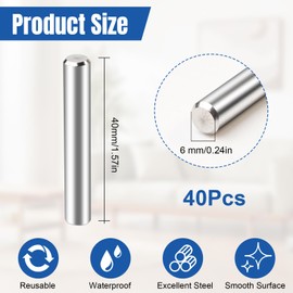 Pack of 40 Cylinder Pins Diameter 6 x 40 mm, 304 Stainless Steel Cylindrical Pins, Shelf Support Pins, Shelf Support Pin Metal Shelf Pins, Cylindrical Shelf Pins for Doors Windows