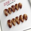 Caramel Wood Handmade Nail Tips - Short Almond / 카라멜
