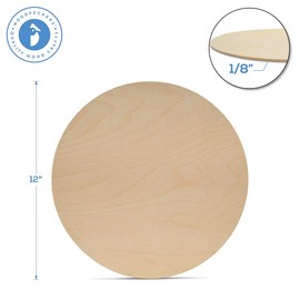 Wood Circles 12 inch, 1/8 Inch Thick, Birch Plywood Discs, Pack of 3 Unfinished Wood Circles for Crafts, Wood Rounds by Woodpeckers