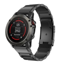 MaKTech Titanium Band for Garmin,22mm Quick Release Metal Bracelet Strap with Tortoise Buckle,for Garmin Fenix 7/6/5/EPIX 2 (Black)