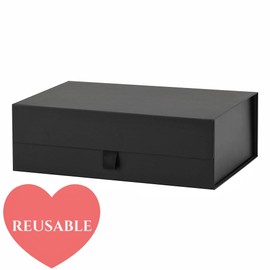 PLINJOY Black Gift Box for Presents 10.8x7.5x3.5 Inches Magnetic Gift Boxes with Lid Luxury Gift Box for Rectangle Collapsible for Bridesmaid, Wedding, Birthday Gift Packging