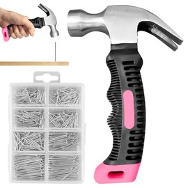 Mini Hammer Set with Hardware Nails, LEKEFETO Claw Hammer 560 Small Nail Set, Mini Small Claw Hammer with Non-Slip Handle, 280 Wall Nails & 280 Finishing Nails, for DIY, Camping, Repair