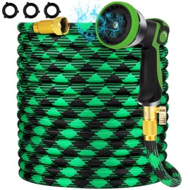 75FT NON-EXPANDABLE Garden Hose Ultra Lightweight Hose & Flexible Water Hose with 10-Pattern Spray Nozzle- Explosion-proof, High-Strength Special Cloth Cover with 3/4" Brass Connector.