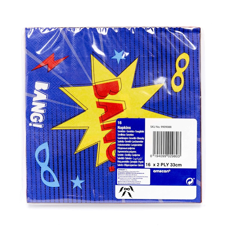Amscan 9909088 - Superhero Birthday Party Luncheon Napkins - 16