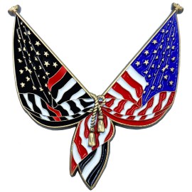 America's Front Line DL10-04 Thin Red Line Flag Pin 2 inch with dual pin posts Fire Department Fighte