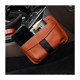 Moioee Car Side Pocket Organizer, Car Seat Leather Storage Gap Filler, Vehicle Side Pockets Holds Phones Cards Sunglasses Wallets, Auto Accessories Universal for Door Window Console (Brown)